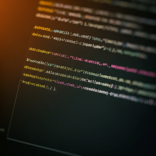 Abstract colorful code blocks on screen with shallow depth of field
